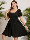 Plus Scoop Neck Puff Sleeve Dress