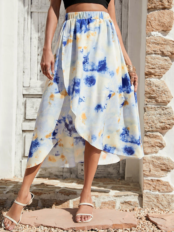 Tie Dye Tulip Hem Skirt