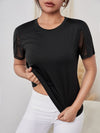 Absorbs Sweat Softness Cutout Sheer Mesh Insert Sports Tee