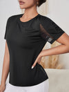 Absorbs Sweat Softness Cutout Sheer Mesh Insert Sports Tee