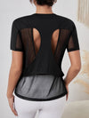 Absorbs Sweat Softness Cutout Sheer Mesh Insert Sports Tee