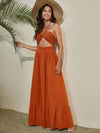 Backless Ruffle Hem Halter Neck Dress