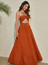 Backless Ruffle Hem Halter Neck Dress