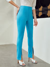 Zipper Fly Seam Front Split Hem Pants