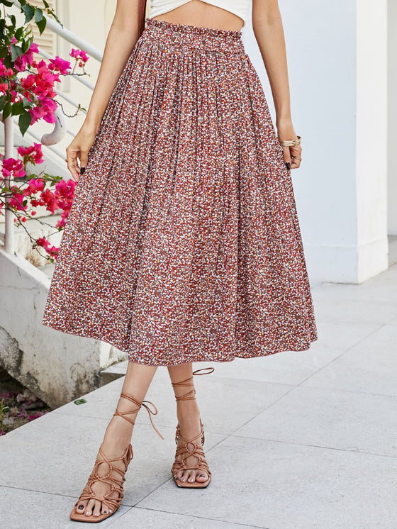 Ditsy Floral Paper Bag Waist Skirt