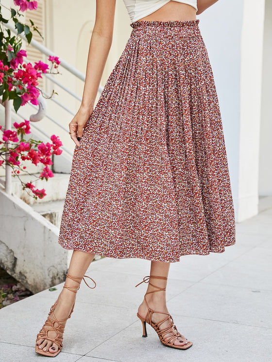 Ditsy Floral Paper Bag Waist Skirt