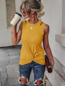  Cut Out Twist Hem Tank Top