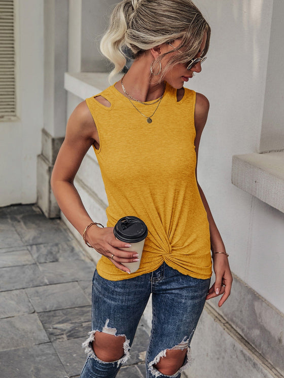 Cut Out Twist Hem Tank Top