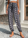 Allover Geo Print Tassel Knot Front Pants