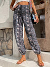 Allover Geo Print Tassel Knot Front Pants