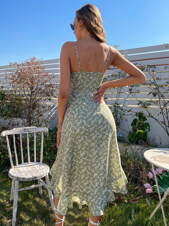 Ditsy Floral High Low Ruffle Hem Cami Dress