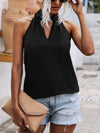 Solid Keyhole Neck Blouse