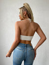 Solid Ribbed Knit Crop Halter Top