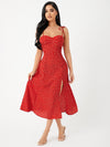 Ditsy Floral Knot Shoulder Shirred Back Split Thigh Slip Dress