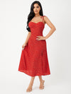 Ditsy Floral Knot Shoulder Shirred Back Split Thigh Slip Dress