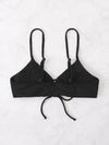 Solid Rib Knot Front Bikini Top
