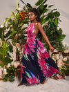 SXY Tropical Print Backless Dress