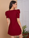 Clasi Puff Sleeve Solid Dress