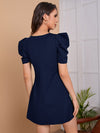 Clasi Puff Sleeve Solid Dress