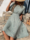 Ditsy Floral Print Shirred A line Dress