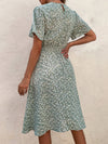 Ditsy Floral Print Shirred A line Dress