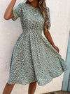 Ditsy Floral Print Shirred A line Dress