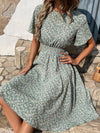 Ditsy Floral Print Shirred A line Dress