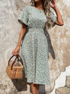 Ditsy Floral Print Shirred A line Dress