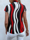 Block Striped Tie Neck Blouse