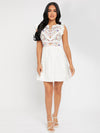 PETITE Notch Neck Floral Embroidery Dress