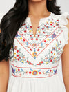 PETITE Notch Neck Floral Embroidery Dress