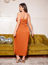 BAE Plus Draped Collar Wrap Satin Cami Dress