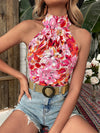 Keyhole Back Allover Floral Top