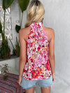 Keyhole Back Allover Floral Top