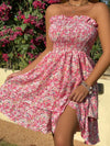 Shirred Bodice Layered Allover Floral Tube Dress