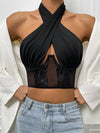 Crisscross Front Cut Out Crop Halter Top