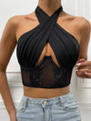 Crisscross Front Cut Out Crop Halter Top