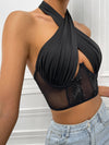 Crisscross Front Cut Out Crop Halter Top