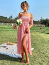 Ditsy Floral Off Shoulder Shirred Wrap Hem Dress