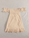 Off Shoulder Tie Front Wrap Hem Dress
