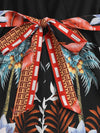Tropical Print Belted Cami Romper