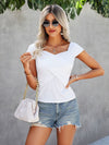 Solid Off The Shoulder Cross Wrap Tee