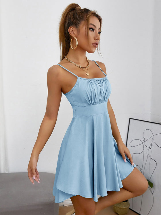 PETITE Ruched Bust Flare Hem Cami Dress