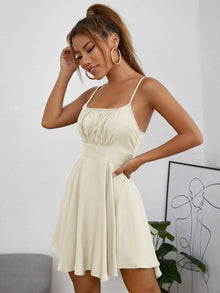  PETITE Ruched Bust Flare Hem Cami Dress