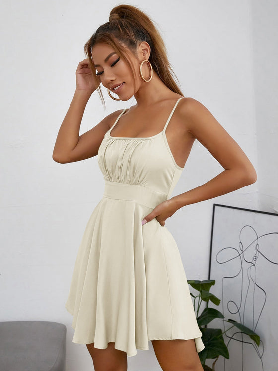 PETITE Ruched Bust Flare Hem Cami Dress
