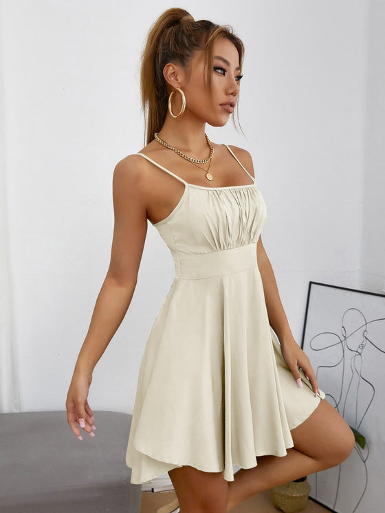 PETITE Ruched Bust Flare Hem Cami Dress