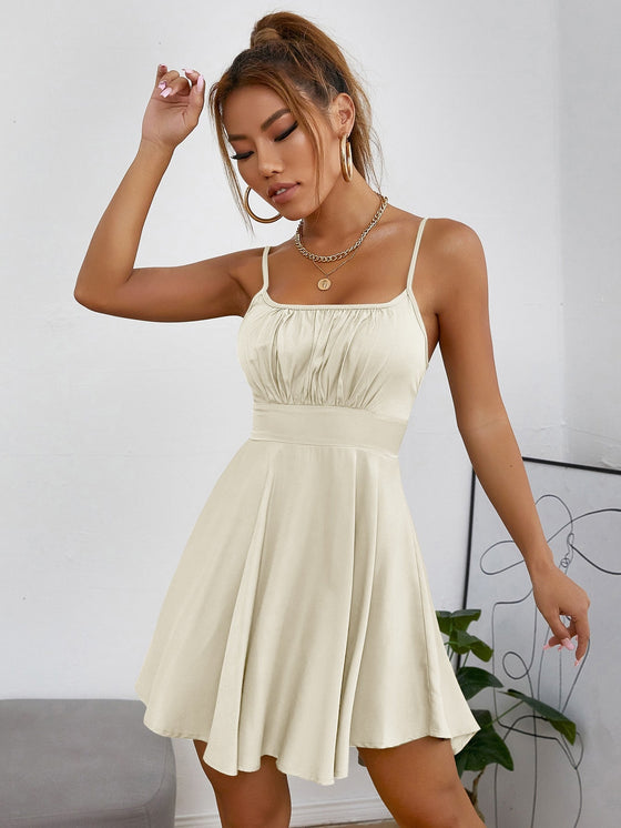 PETITE Ruched Bust Flare Hem Cami Dress