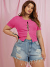 Plus Rhinestone Lace Up Front Top