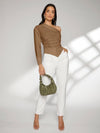 Solid One Shoulder Hanky Hem Blouse