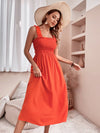 Solid Shirred Bodice Cami Dress